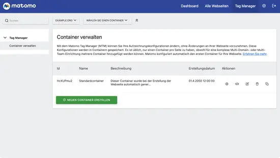 Der Matomo-Tag-Manager Container