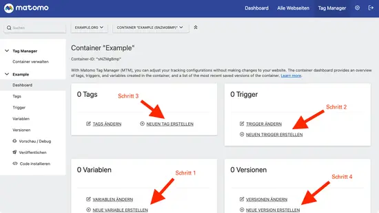 Matomo Installation: Javascript Tracking Code anzeigen