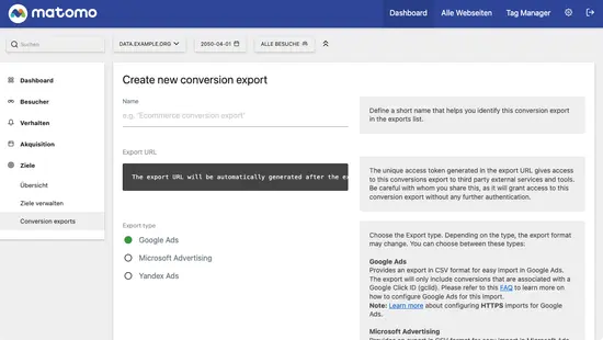 Matomo Advertising Conversion Export