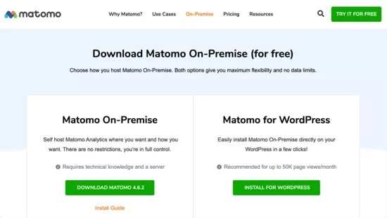 Matomo Installation: Download auf matomo.org